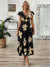 Surplice Cap Sleeve Midi Dress
