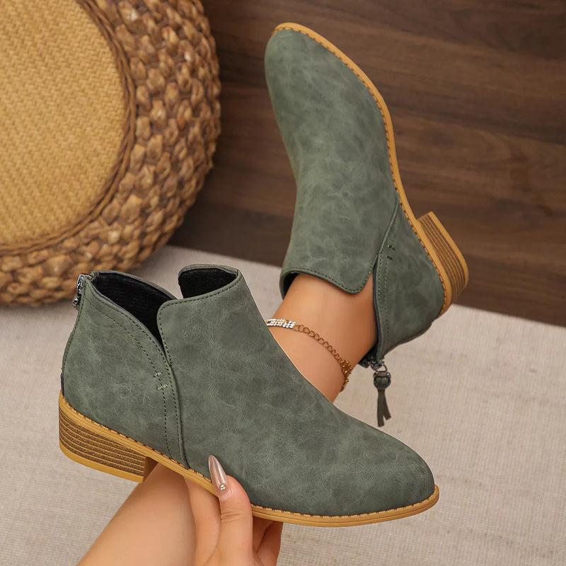 Point Toe Block Heels Boots