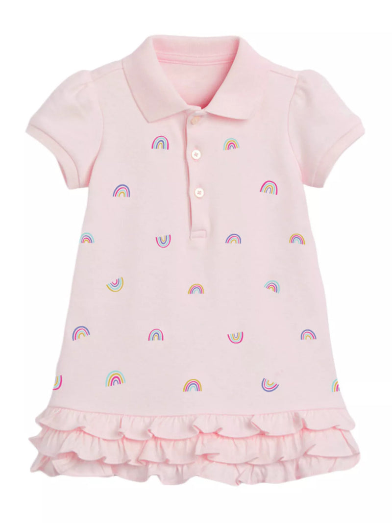 Children's Rainbow Ruffle Hem Polo Dress